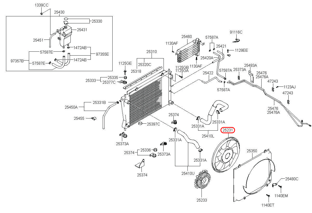 Cánh quạt két nước Starex 06, 2565543610, HYUNDAI HCM, KIA HCM, chính hãng HYUNDAI