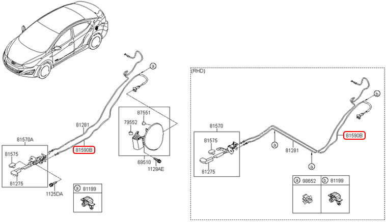 Dây mở nắp bình xăng chính hãng HYUNDAI | 815903X001 tại HCM