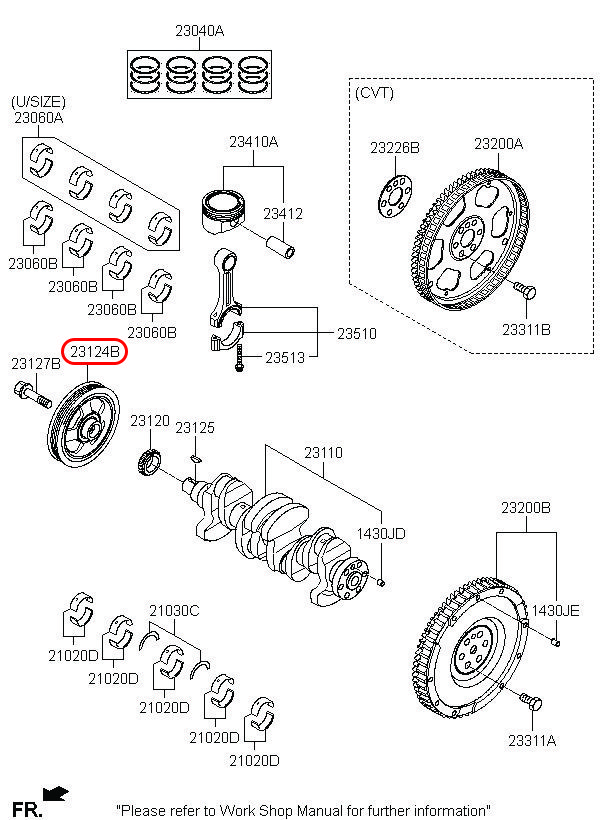 Puly cốt máy chính hãng HYUNDAI, 2312403AC2, phụ tùng ô tô HYUNDAI, phụ tùng ô tô KIA, phụ tùng chính hãng HYUNDAI tại HCM, phụ tùng chính hãng KIA tại HCM