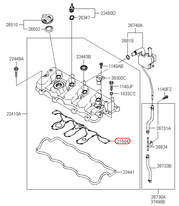 Ron dàn cò KIA Carens, 2240227000, chính hãng KIA HCM, HYUNDAI HCM