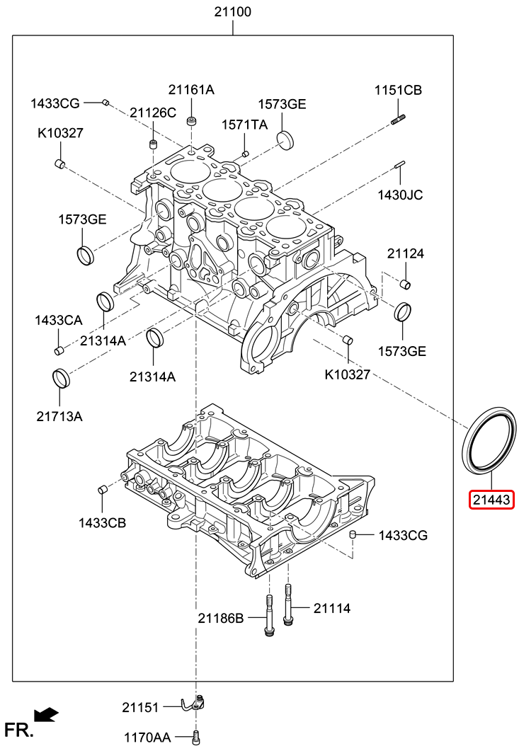 Phốt đuôi cốt máy chính hãng HYUNDAI | 214432A200 tại HCM