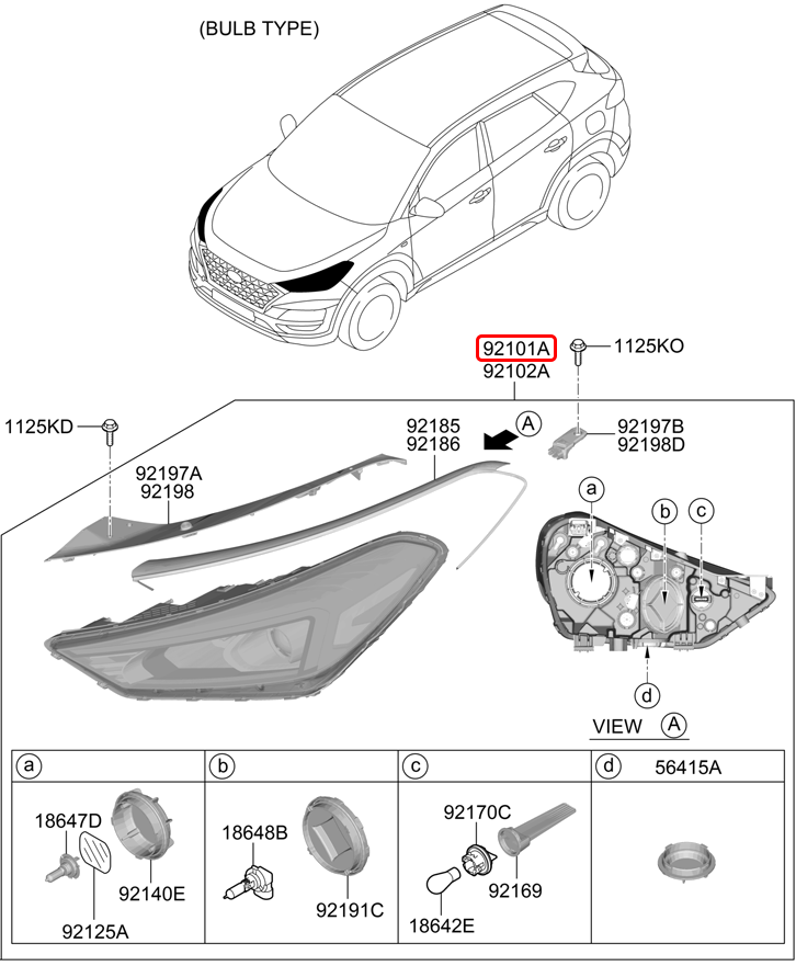 Đèn pha chính hãng HYUNDAI LH | 92101D3600 tại HCM