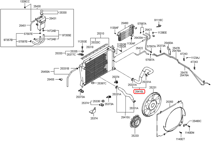 Ống két nước dưới chính hãng HYUNDAI | 254104A050 tại HCM