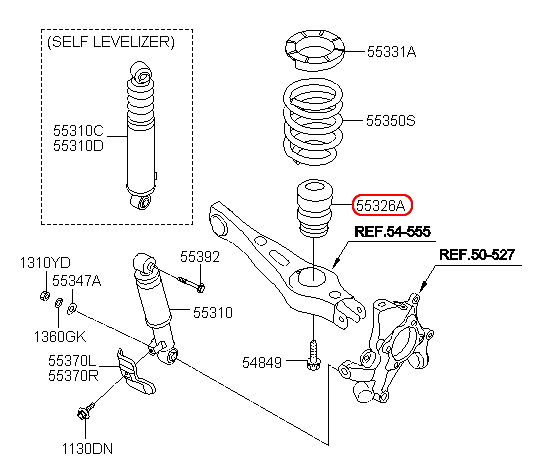 Cao su tăng bông nhún sau KIA Sorento 09-12, 553262P000,chính hãng KIA HCM