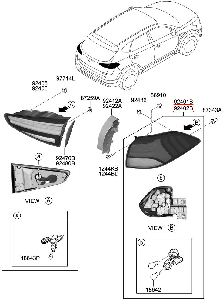 Đèn lái chính hãng HYUNDAI RH | 92402D3600 tại HCM