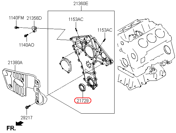 Phốt đầu cốt máy HUNDAI eracruz, 213643A000, chínhh hãngg. KIA HCM