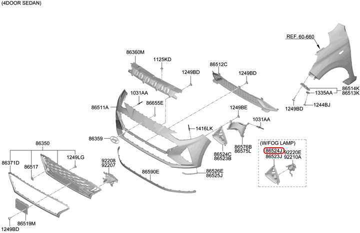 Ốp đèn cản trước chính hãng HYUNDAI RH | 86562K6010 tại HCM