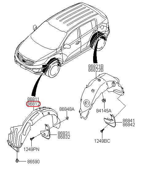 Lòng dè trước KIA Sportage 10 RH, 868123W000,chính hãng KIA HCM