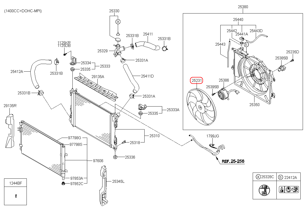 Cánh quạt két nước KIA Rio 12, 252311R390,chính hãng KIA HCM