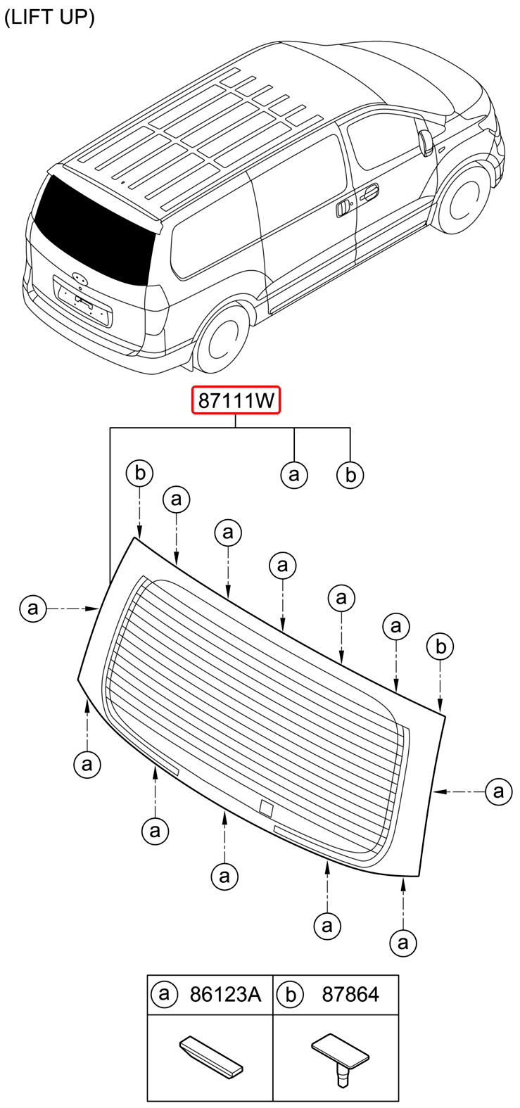 Kính lưng chính hãng HYUNDAI | 871104H170 tại HCM