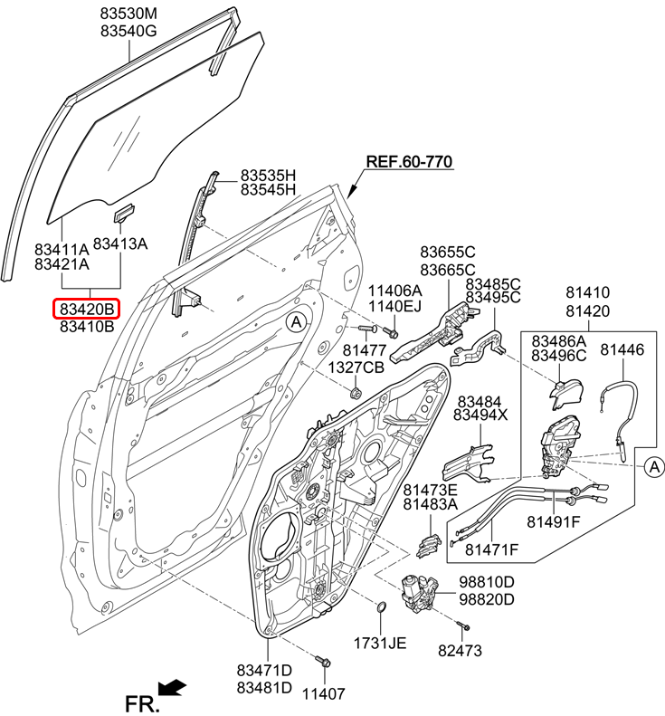 Kính cửa sau chính hãng HYUNDAI RH | 834202W010 tại HCM