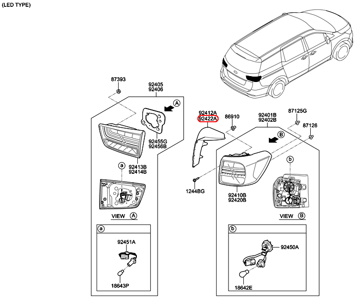 Ốp đèn lái KIA Sedona RH, 92421A9000,chính hãng KIA HCM