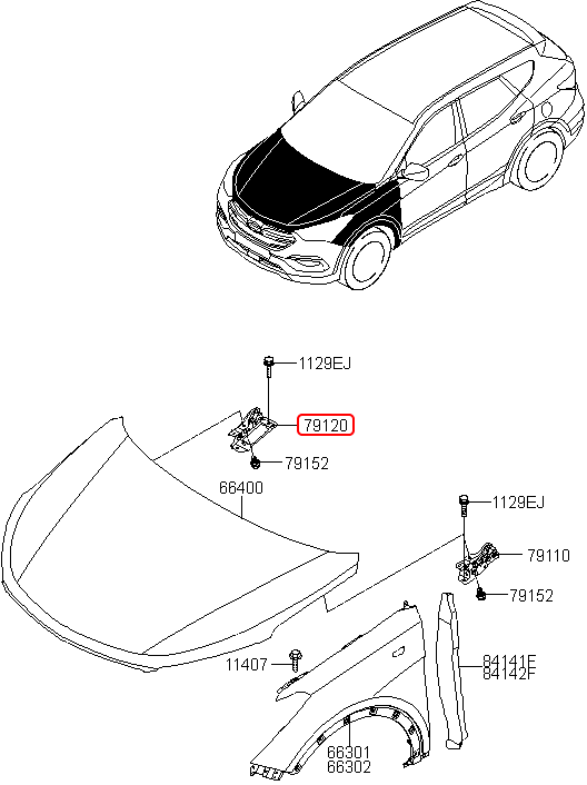 Bản lề capo chính hãng HYUNDAI RH | 791202W000 tại HCM