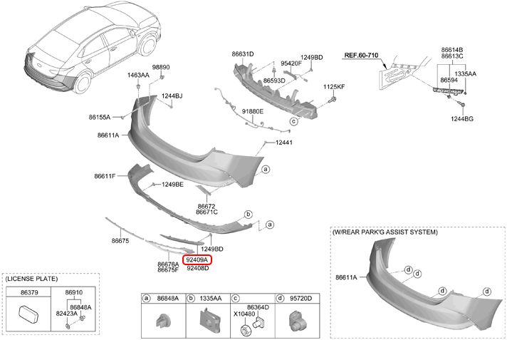 Đèn cản sau chính hãng HYUNDAI RH | 92406H6500 tại HCM