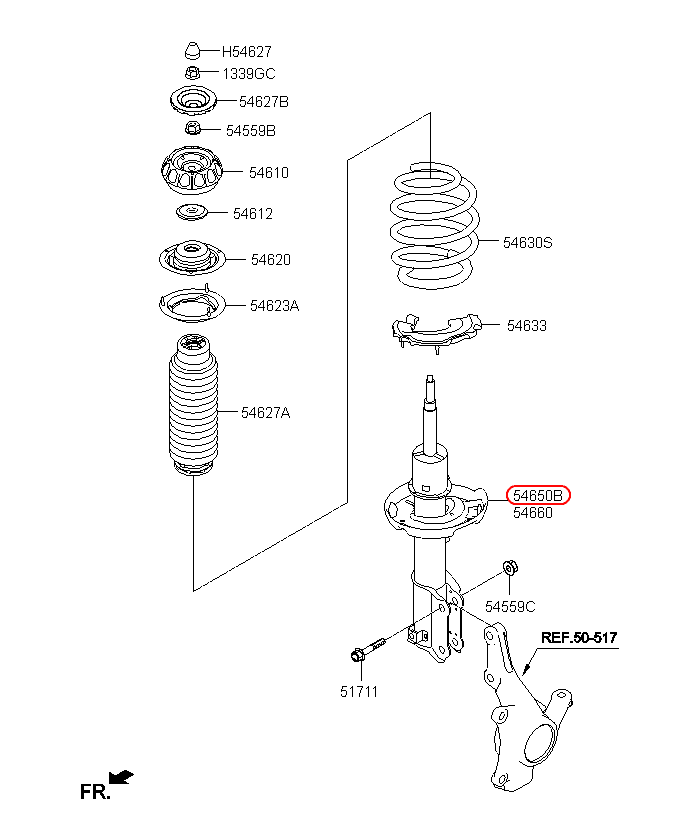 Nhún trước Hyundai Accent 19 LH, 54650H6200, HYUNDAI HCM, KIA HCM