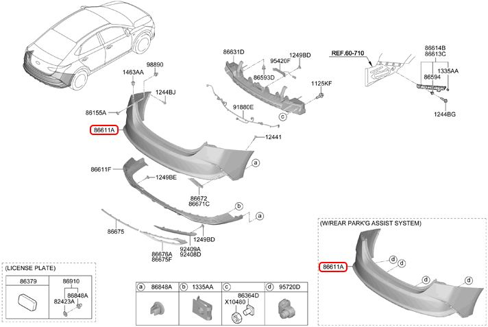 Cản sau chính hãng HYUNDAI | 86610H6500 tại HCM