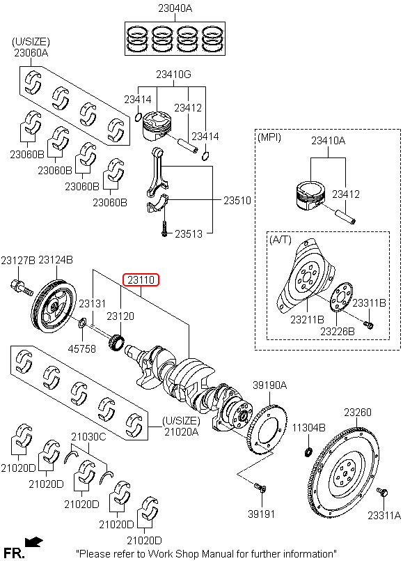 Cốt máy chính hãng KIA | 231102B000 tại HCM