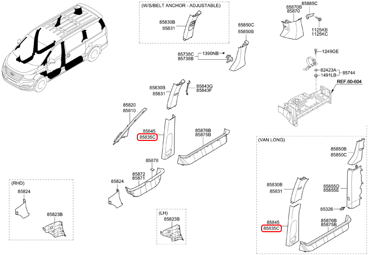 Ốp trụ b chính hãng HYUNDAI dưới LH | 858354H000KD tại HCM