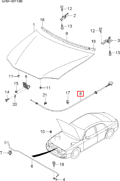 Dây mở capo chính hãng KIA | 0K2AA56720A tại HCM