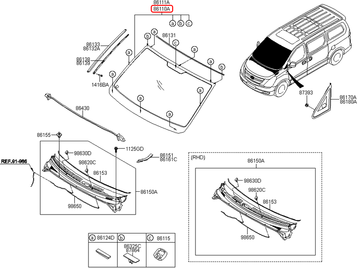 Kính chắn gió trước chính hãng HYUNDAI | 861104H000 tại HCM