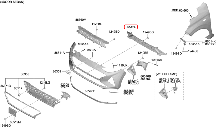 Lưới cản trước chính hãng HYUNDAI | 86531K6400 tại HCM