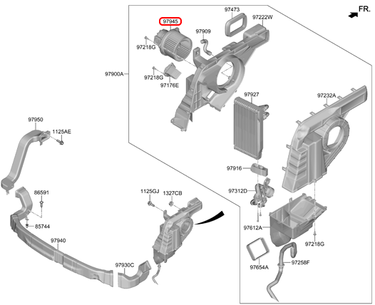 Mô tơ quạt dàn lạnh sau chính hãng HYUNDAI | 979452W000 tại HCM