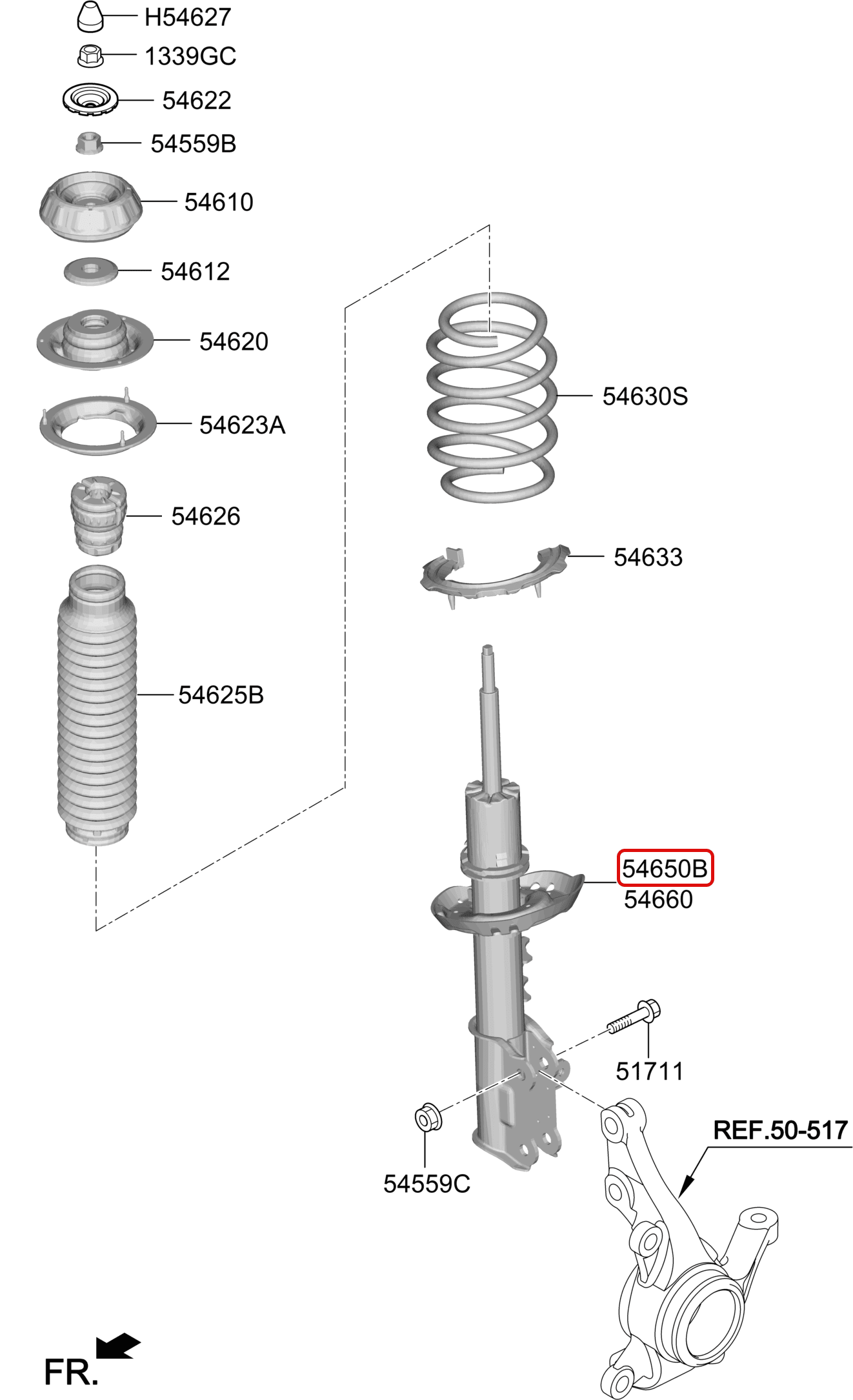 Nhún trước KIA Forte LH, 546511M000 (546511M300), hiệu GAUTO tại HCM.