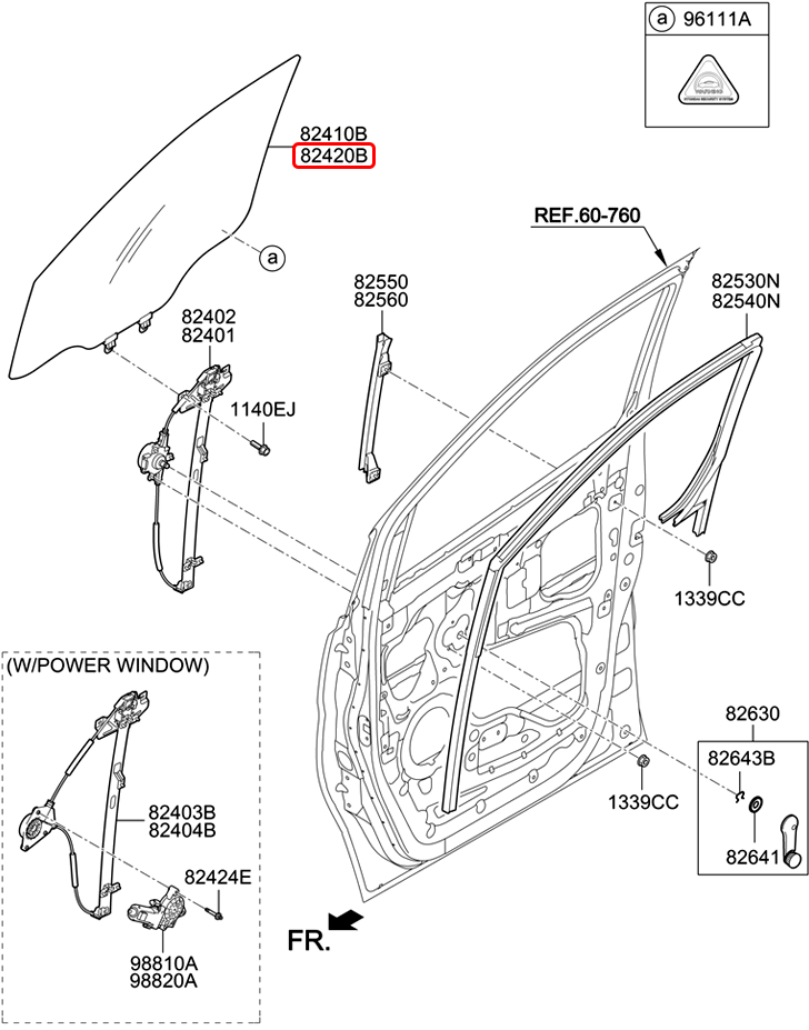 Kính cửa trước chính hãng HYUNDAI RH | 824204H020 tại HCM