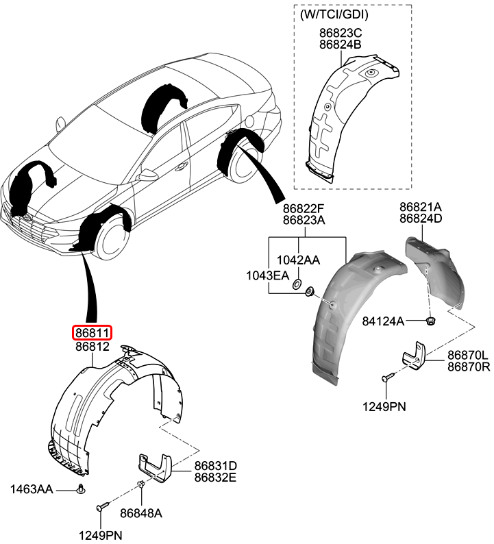 Lòng dè trước chính hãng HYUNDAI LH | 86811F2800 tại HCM