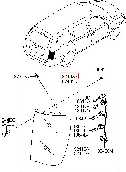 Đèn lái chính hãng KIA RH | 924024D120 tại HCM