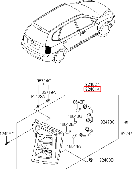 Đèn lái chính hãng KIA LH | 924011D000 tại HCM