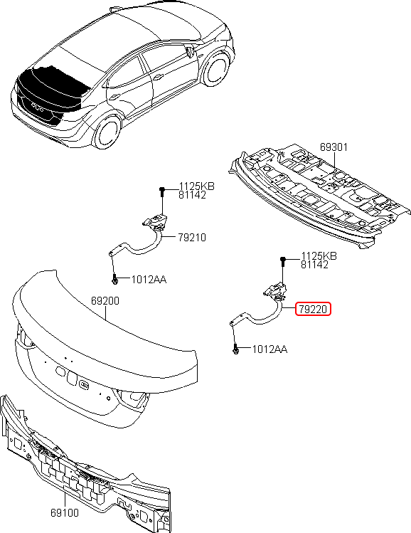 Bản lề cốp sau chính hãng HYUNDAI RH | 792203X200 tại HCM