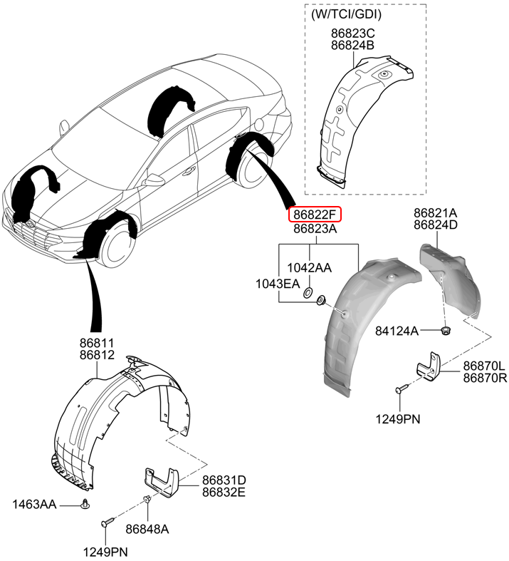 Lòng dè sau chính hãng HYUNDAI RH | 86824F2800 tại HCM