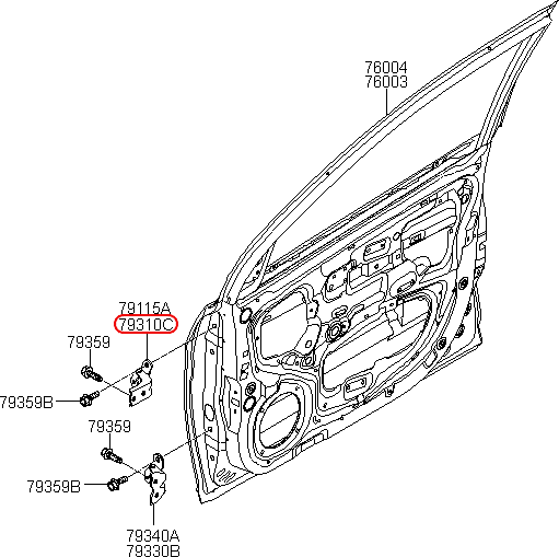 Bản lề cửa trước KIA Morning 09-10 LH trên, 7931007000, chính hãng KIA HCM