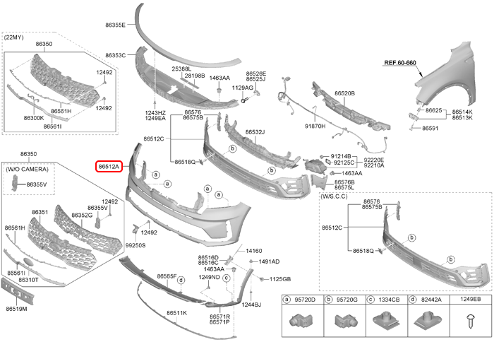 Cản trước chính hãng KIA phần trên | 86511P2010 tại HCM