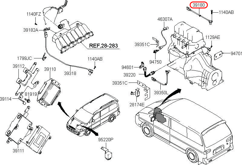 Cảm biến cốt máy Libero 05 2.5 động cơ D4CB, 391804A061, HYUNDAI HCM, KIA HCM, chính hãng HYUNDAI