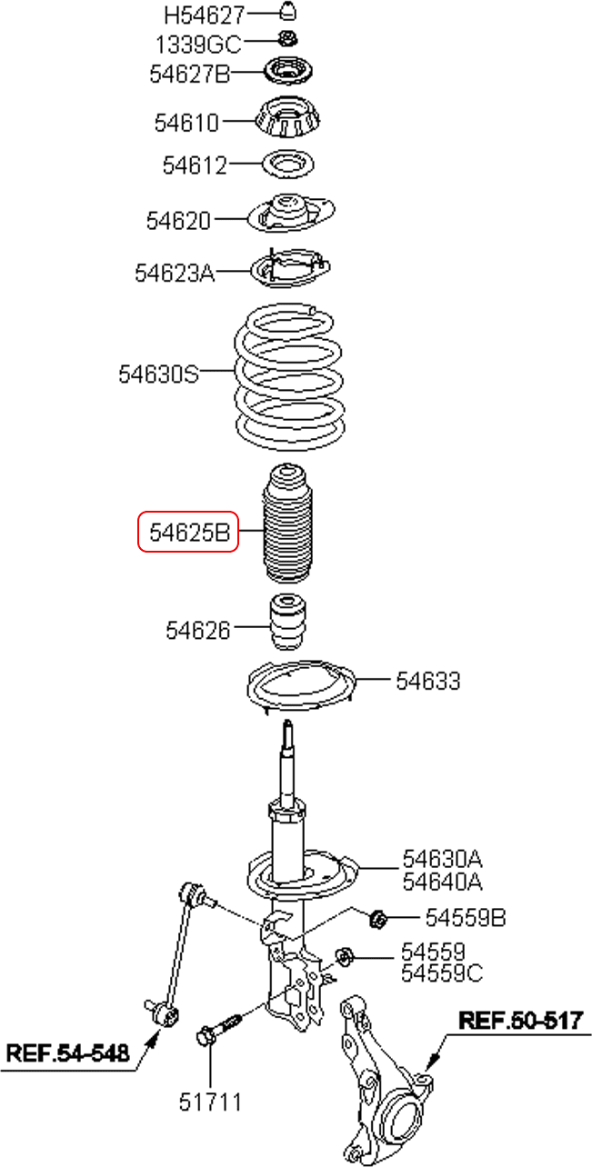 Chụp bụi nhún trước HYUNDAI Getz 09, 546251C000, chính hãng HYUNDAI