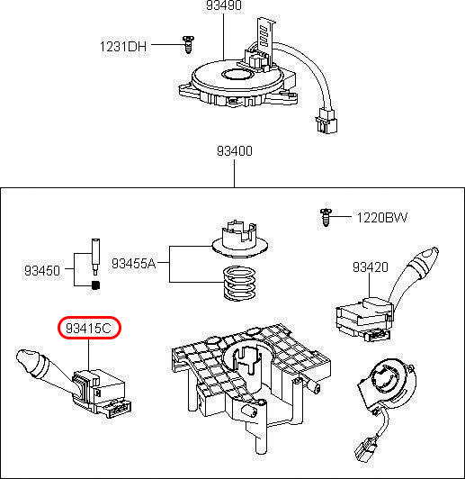 Công tắc pha cos Starex 06 LH, 9341017001, HYUNDAI HCM, KIA HCM, chính hãng HYUNDAI