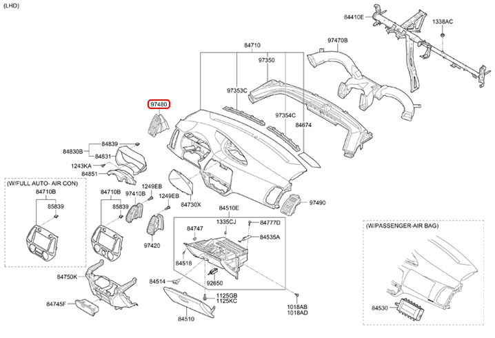 Cửa gió táp lô chính hãng HYUNDAI ngoài LH | 974601J000UX tại HCM