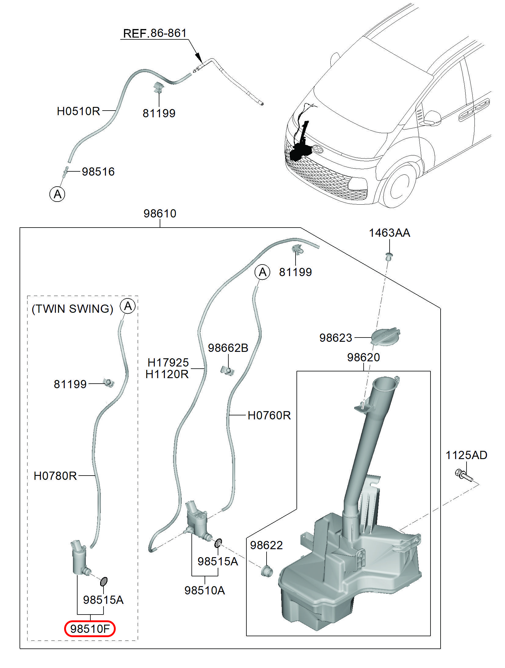 Mô tơ rửa kính chính hãng HYUNDAI, 985103T500, phụ tùng ô tô HYUNDAI, phụ tùng ô tô KIA, phụ tùng chính hãng HYUNDAI tại HCM, phụ tùng chính hãng KIA tại HCM