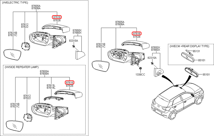 Ốp kính chiếu hậu chính hãng HYUNDAI LH | 87616C7020 tại HCM