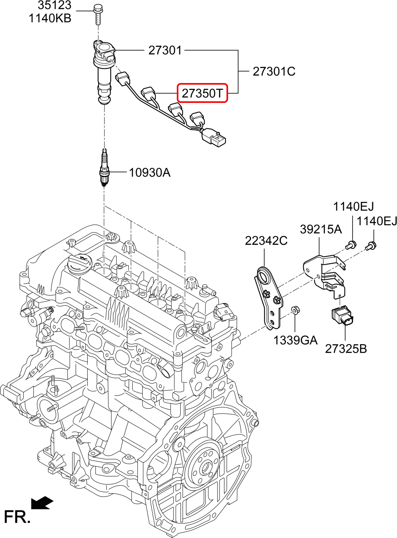 Dây điện mô bin HYUNDAI  Accent 12-19 1.6 L, 273502B000, chính hãng HYUNDAI