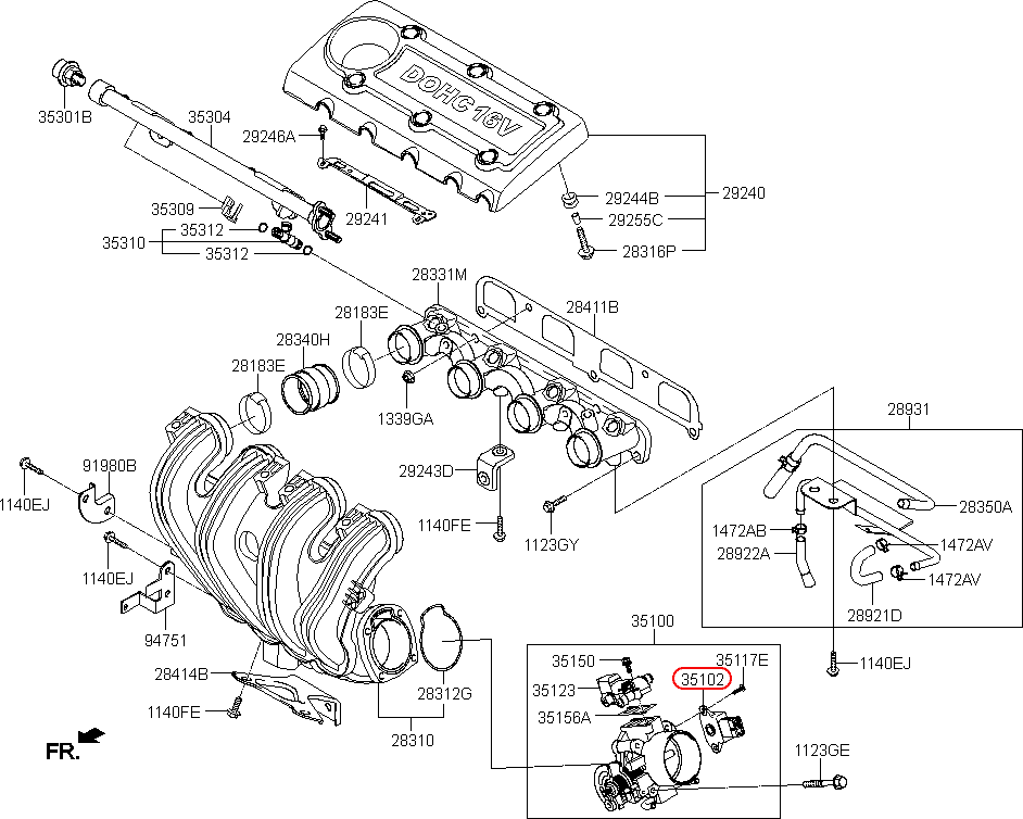 Cảm biến bướm ga chính hãng HYUNDAI | 3517026900