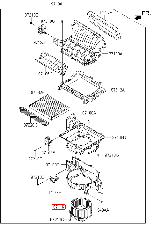 Mô tơ quạt dàn lạnh trước chính hãng KIA | 971132B005 tại HCM