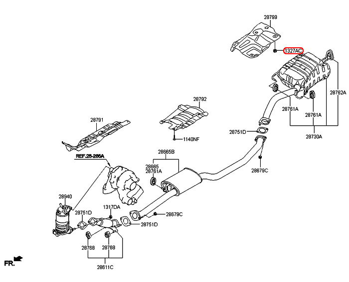 Đai ốc bắt cần gạt nước sau KIA Sorento, 1327006007K,chính hãng KIA HCM