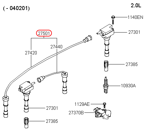 Bộ dây cao áp chính hãng KIA | 2750138B00