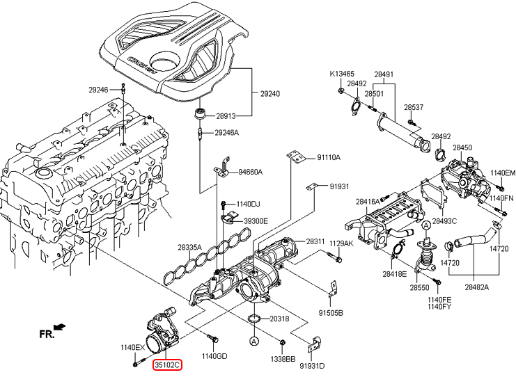 Cụm bướm ga chính hãng HYUNDAI | 351004A800 tại HCM