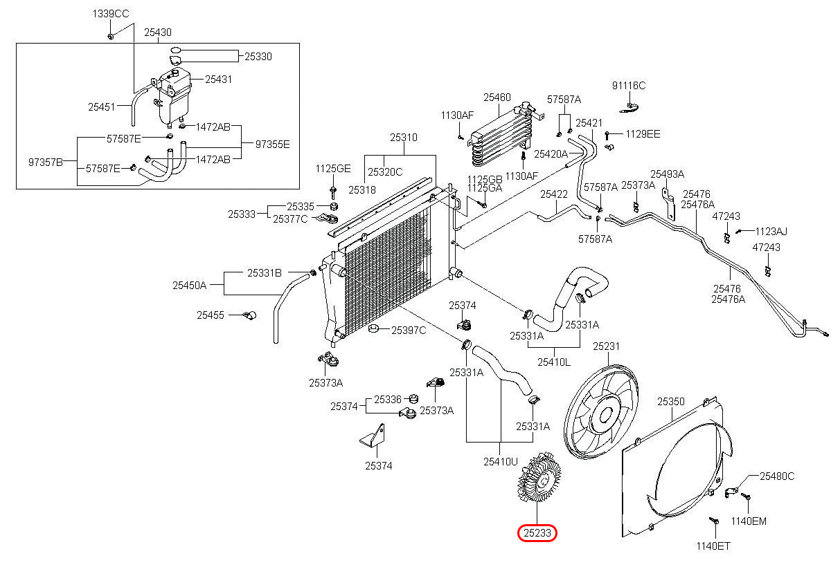 Ly tâm quạt Starex 06, 2572043600, HYUNDAI HCM, KIA HCM, chính hãng HYUNDAI