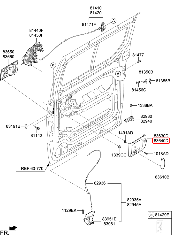 Chén tay cửa trong chính hãng HYUNDAI sau RH | 836404H000WK tại HCM