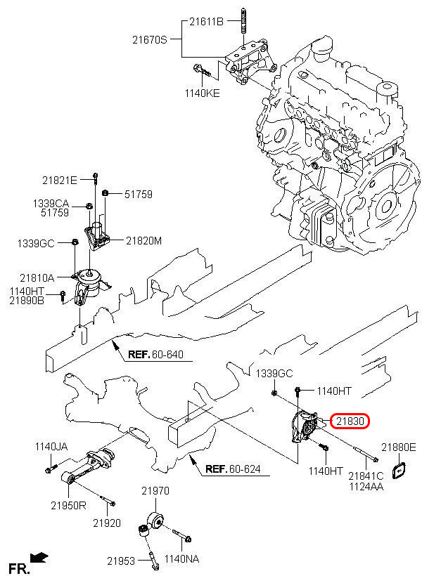 Cao su chân hộp số chính hãng HYUNDAI LH, 218302W300, phụ tùng ô tô HYUNDAI, phụ tùng ô tô KIA, phụ tùng chính hãng HYUNDAI tại HCM, phụ tùng chính hãng KIA tại HCM